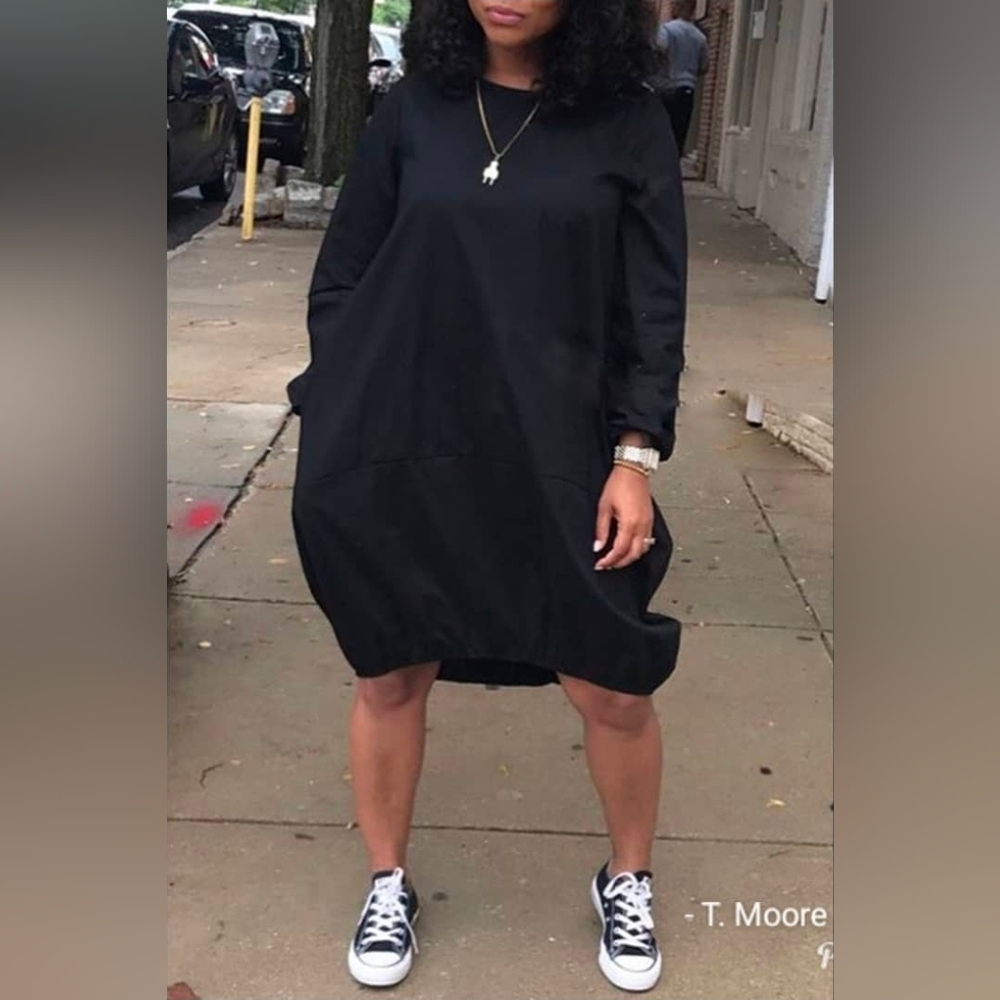 Love in Black Long Sleeve Dress